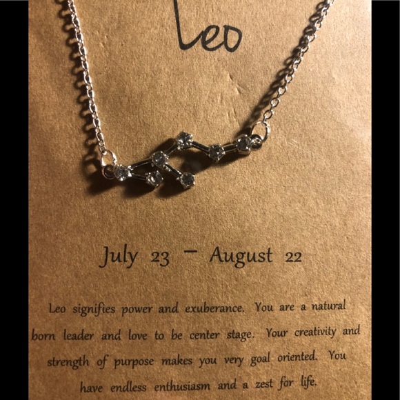 Leo Constellation Astrology Silver Alloy Necklace Minimalist Crystal Unique Gift - Picture 4 of 12